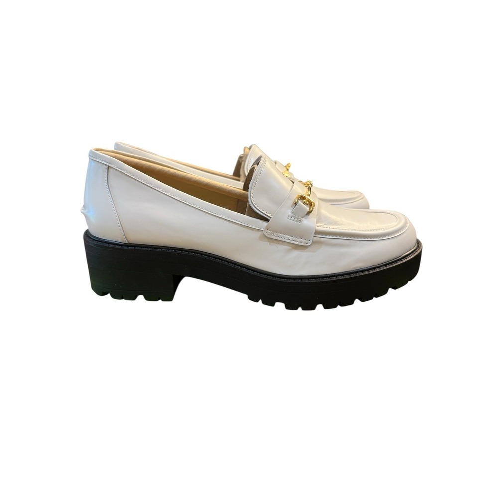 Sam Edelman Tully lugged platform loafers White Shiny‎ Size 9M Equestrian Bit
